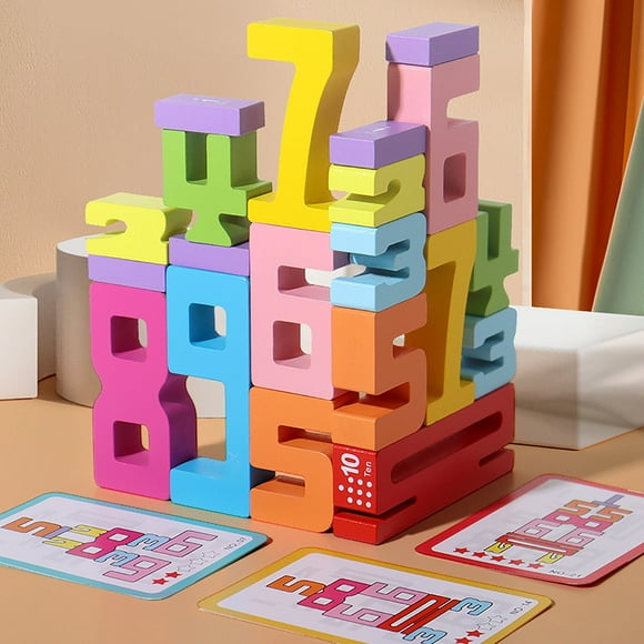 Wooden Number Building Blocks, 20Pcs Friends of 10 Blocks Sensory Number Blocks, for 1-10 Number Game Balance Competition to Family, Preschool Learning Activities