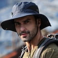 thumbnail image 4 of Sombrero de pescador con sombrilla de poliéster para hombre y mujer, gorro de ala grande impermeable resistente al desgaste para exteriores, 60cm de circunferencia, 4 of 5