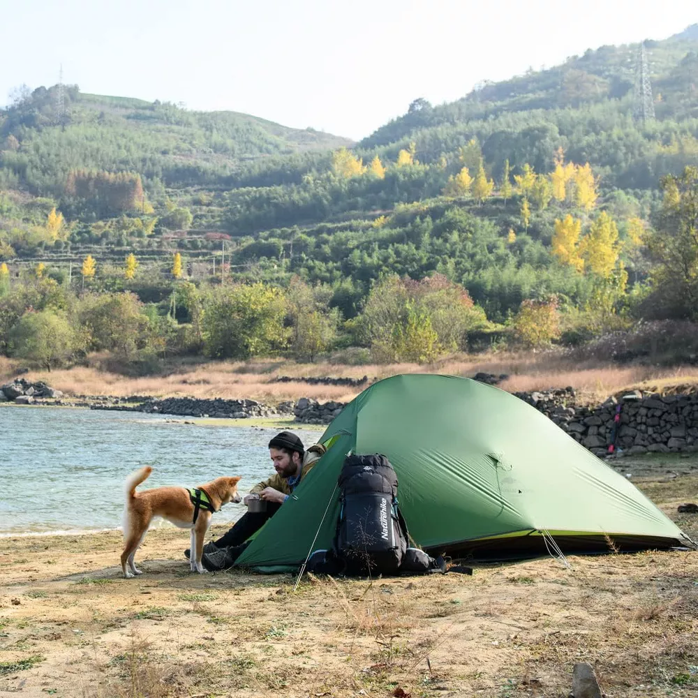 Naturehike Cloud Up Free Standing 2 Person Backpacking Tent Ultralight Nylon Double Layer Camping Tents for Two Person,green