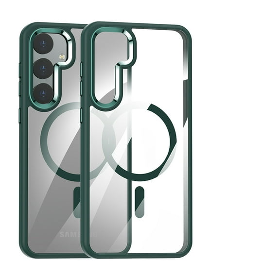 Allytech Galaxy S24 Ultra Magnetic Case Clear, Rugged Hybrid Anti-Yellow Shockproof Anti-Scratch Slim Fit Phone Case for Samsung Galaxy S24 Ultra - Darkgreen