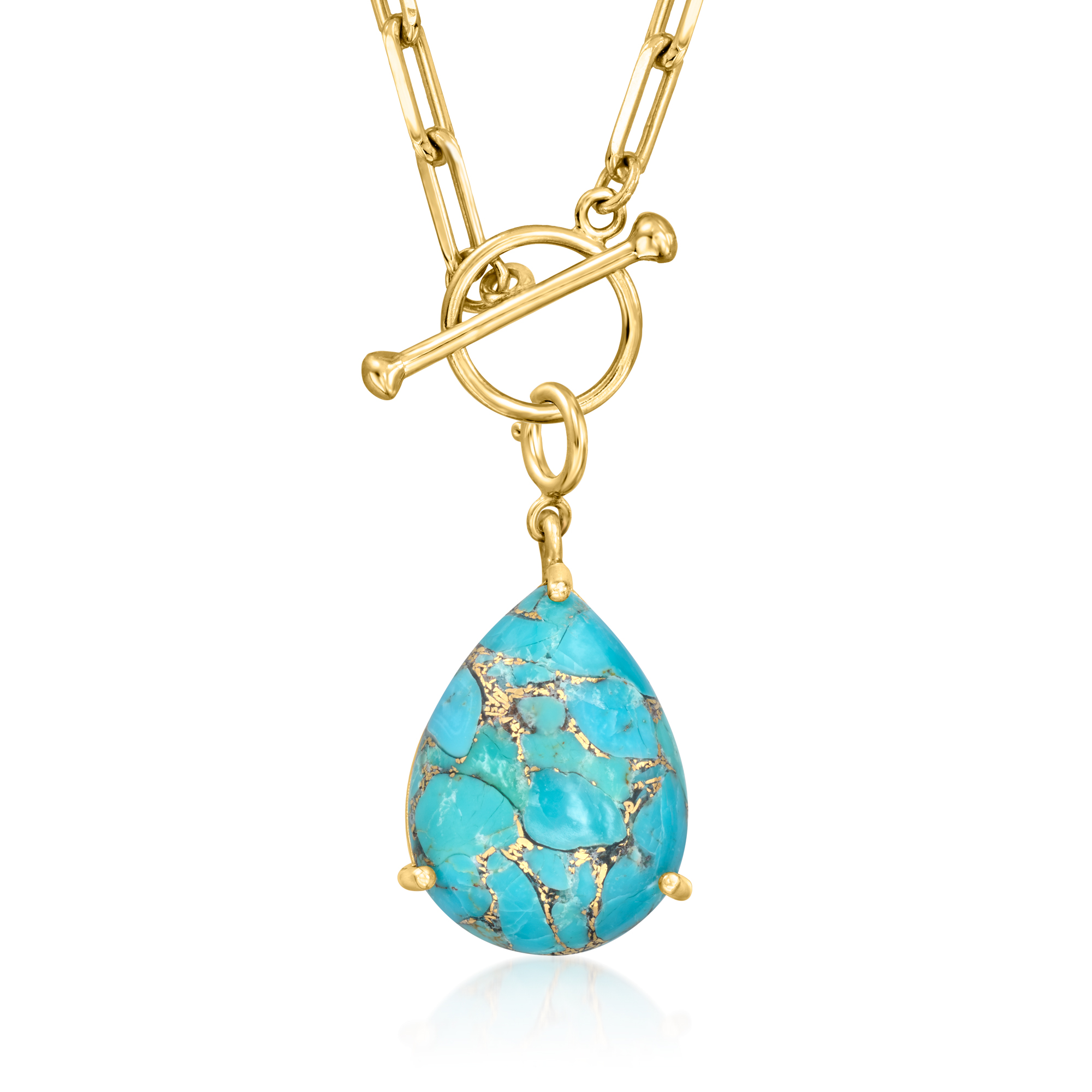 Ross-Simons Pear-Shaped Turquoise Charm in 18kt Gold Over Sterling, Women's, Adult