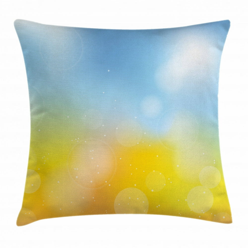 Yellow and Blue Throw Pillow Cushion Cover, Gradient Toned Autumn