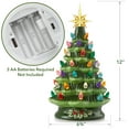 thumbnail image 5 of 12" Hand Painted Ceramic Christmas Tree, Green Pre-Lit Tree, 100 Multi-Color Lights, 2 Star Toppers, 5 of 7