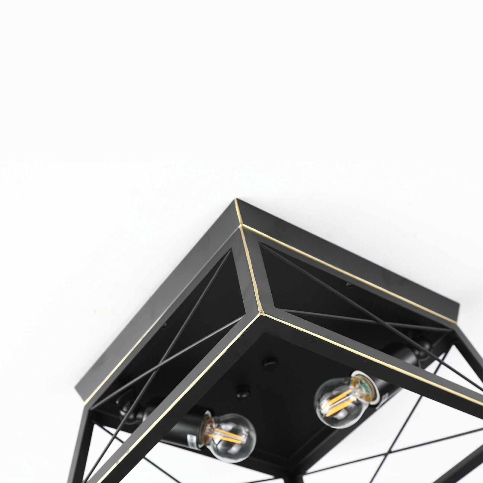 Farmhouse Industrial Semi Flush Mount Ceiling Light Pendant Lamp Fixture for Indoor, Outdoor Porch, Black