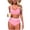 #0529-Pink, variant on Ailaofu Women's High Waisted Bikini Sets Sporty Two Piece Swimsuits Color Block High Cut Bathing Suits