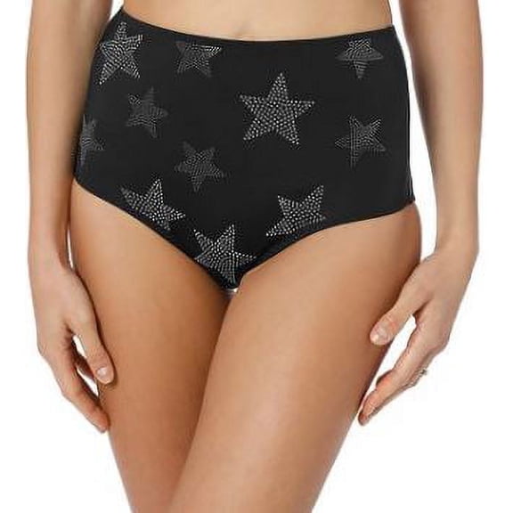 Stella McCartney Studded Stars High-Waist Bikini Bottom, Black, Large