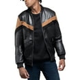 thumbnail image 3 of X RAY Jeans Mens Shiny PU Hooded Jacket with Faux Suede Detailing with Faux Shearling Lining, Black/Brown, 2XL, 3 of 9