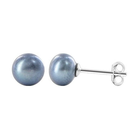 - Gem Avenue 925 Silver 8mm Round Lavender Fresh Water Pearl Stud Earrings June Birthstone