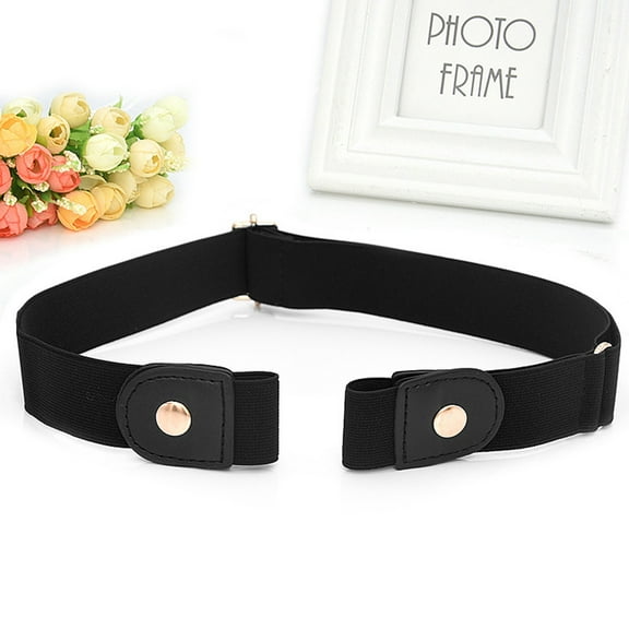 IDALL Mens Belt Western Belts 2Pcs/Set No Buckle Stretch Belt Buckless Belt Elastic Belt Unisex For Jeans Pants Wide Belts Clearance Black One Size