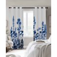 thumbnail image 3 of Blue Flowers Blackout Curtains, Light Blocking Print Window Curtains, Simple Spring Ombre Botanical Floral Thermal Insulated Window Drapes for Living Room Kitchen Cafe 2 Panels, 55"W x 39"L, 3 of 9