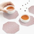 thumbnail image 6 of Bingfone Vintage Rose Gold Abstract Spots 1 Leather Drinks Coasters with Set of 6,Suitable for Home Kitchen,Coffee Cup Coasters Home Gift, 6 of 7