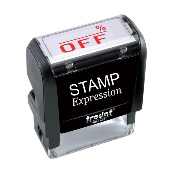 StampExpression - Percent Off Office Self Inking Rubber Stamp - Red Ink (A-5926)