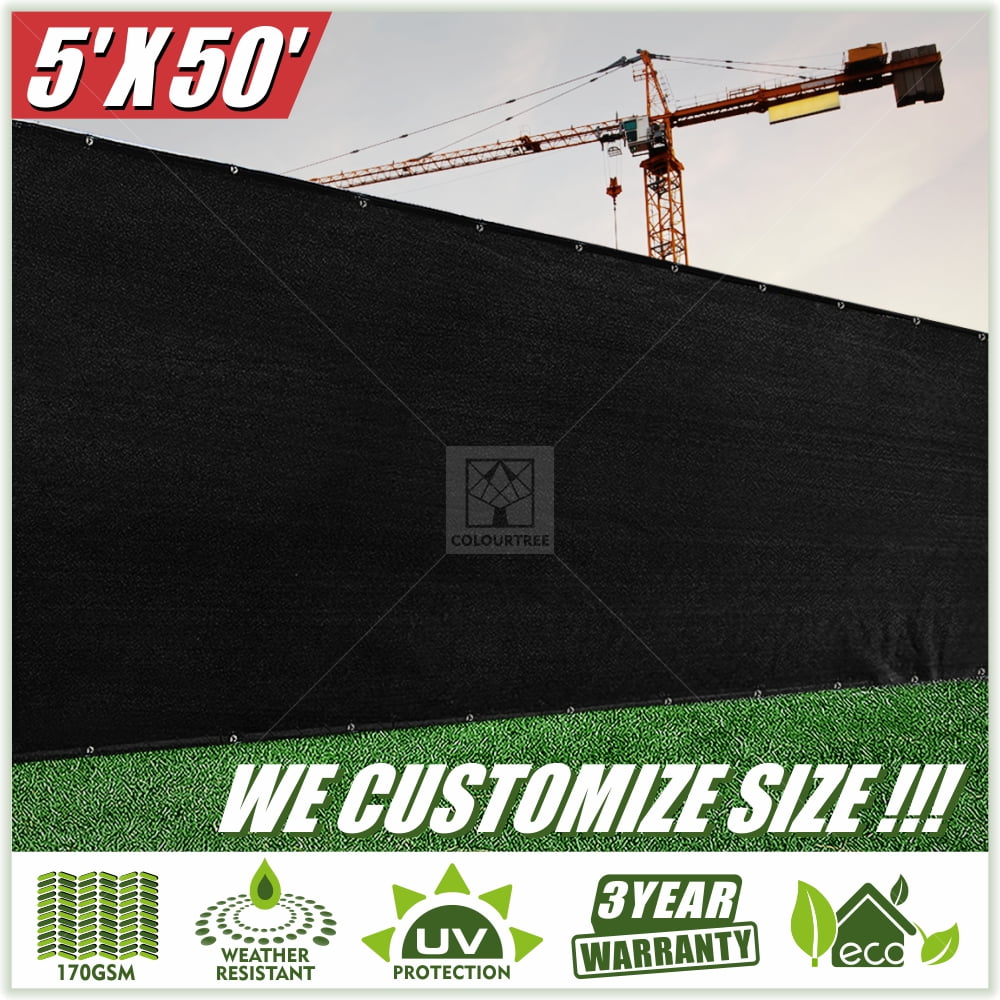 ColourTree Custom Size Available 5' x 50' Black Fence Privacy Screen WIndscreen 
