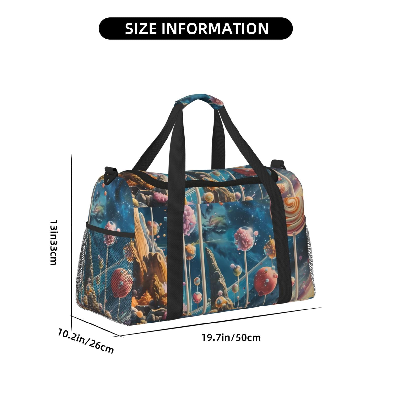 Fuzoiu Starry Sky Planet Lollipop Print Travel Duffle Bag,Carry On Tote Bags,Duffel Bag,Sport Gym Bag, Hospital Bag for Labor and Delivery, Overnight Bag,Luggage Bag