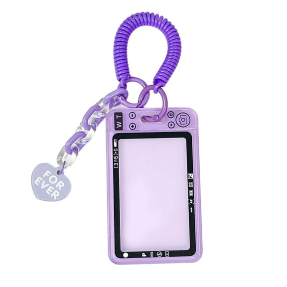 Photocard Holder with Retractable Spring Coil Keychain Card Protective Case for Bus Card Student Card