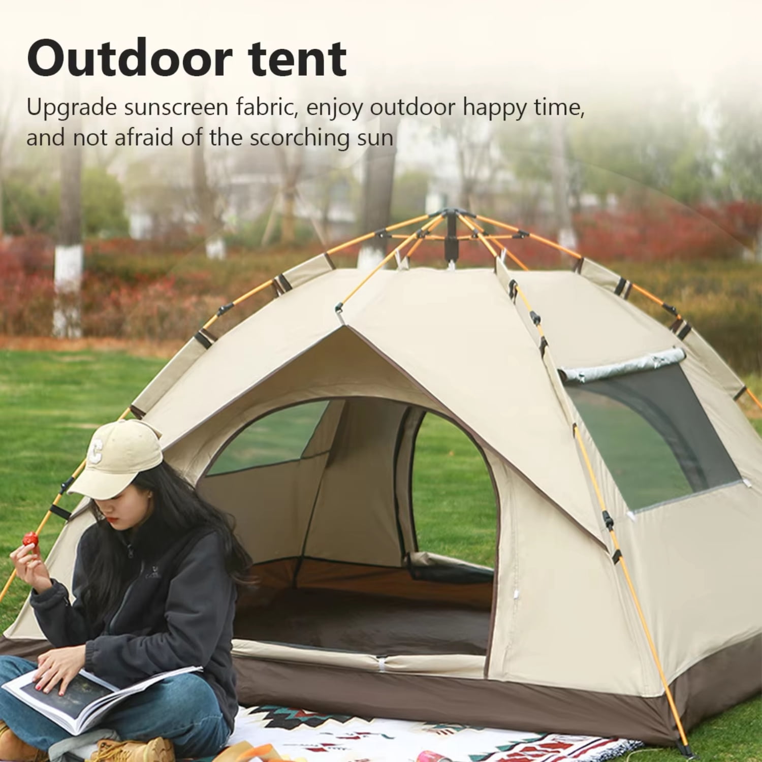 Mapskey 2 Person Tent for Camping, Instant Pop Up Camping Tent with Screen Porch, Family Tent for Outdoor/Hiking/Traveling, with Tote Bag, Camp Dome