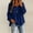 Dark Blue, variant on Women's Boho Cute Ruffle Sleeve Asymmetrical Pleated Blouse – Comfy Loose Long Sleeve Daily Lounge Top White,L