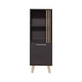 thumbnail image 6 of JERFIT 47 Inch Modern Tall Storage Cabinet with Door & Shelves, Freestanding Organizer for Living Room, Bedroom, Home Office, Black Wood Grain Finish, 6 of 8