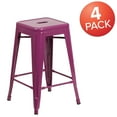 thumbnail image 3 of BizChair Commercial Grade 4 Pack 24" High Backless Purple Indoor-Outdoor Counter Height Stool, 3 of 5