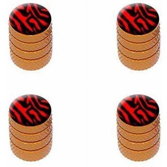 Zebra Print Black Red Tire Rim Wheel Aluminum Valve Stem Caps, Multiple Colors