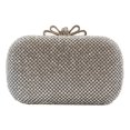 thumbnail image 1 of Chicastic Silver Crystal Bow Closure Clutch Purse Cocktail Bag with Rhinestone Crystals, 1 of 2