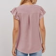 thumbnail image 4 of MIXUE Womens Summer Tops Solid Color Textured V Neck Ruffle Sleeve Casual Dressy Business Work Tshirts Outwear,Pink,XXL, 4 of 7