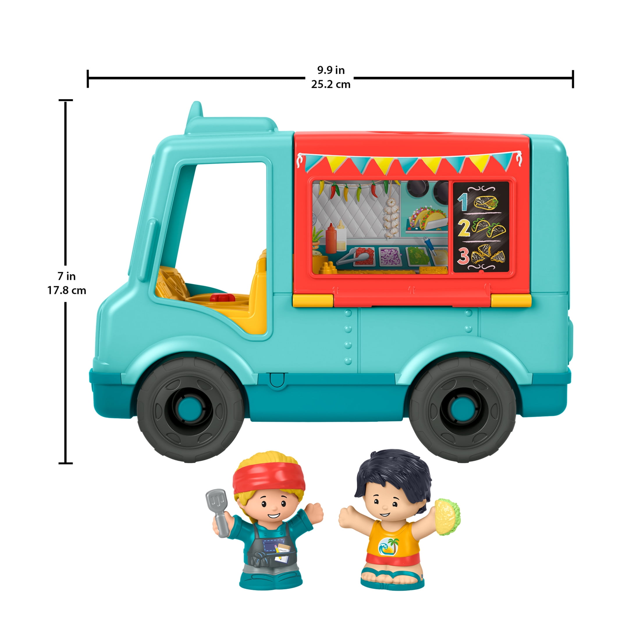 Fisher-Price Little People Serve It Up Food Truck Musical Toddler Toy Vehicle with 2 Figures