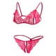 thumbnail image 1 of Conjunto de Lencería Sin Entrepierna de Encaje Elástico para Mujer de Tiras Y Ropa Interior de Rosa Yinane sujetador bragas conjunto, 1 of 8