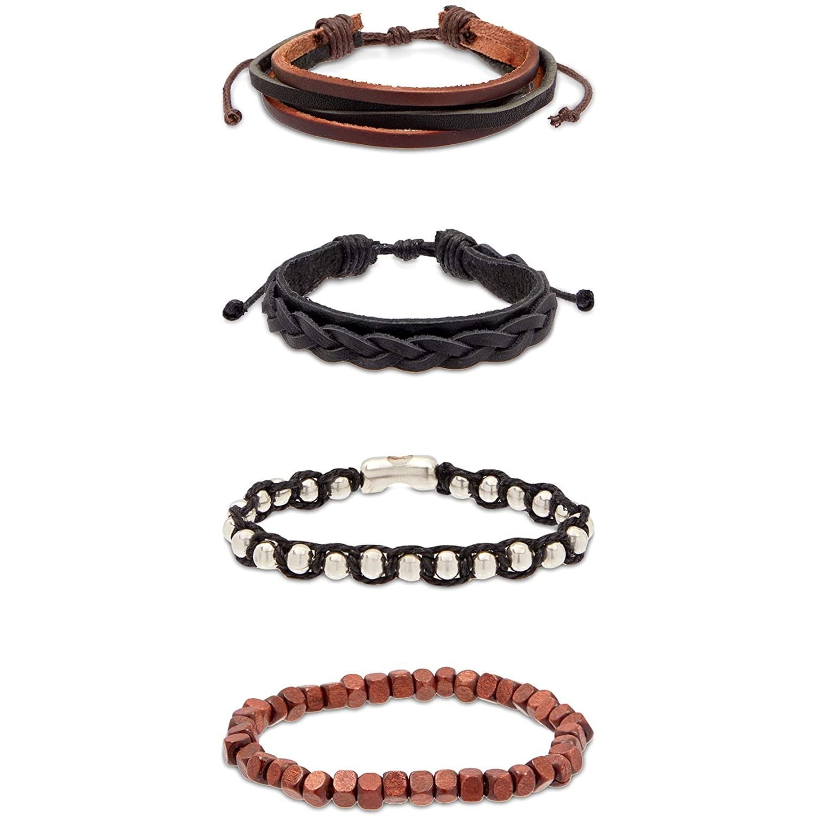 Small Details Unisex Braided Leather Multi-Wrap Bracelet 