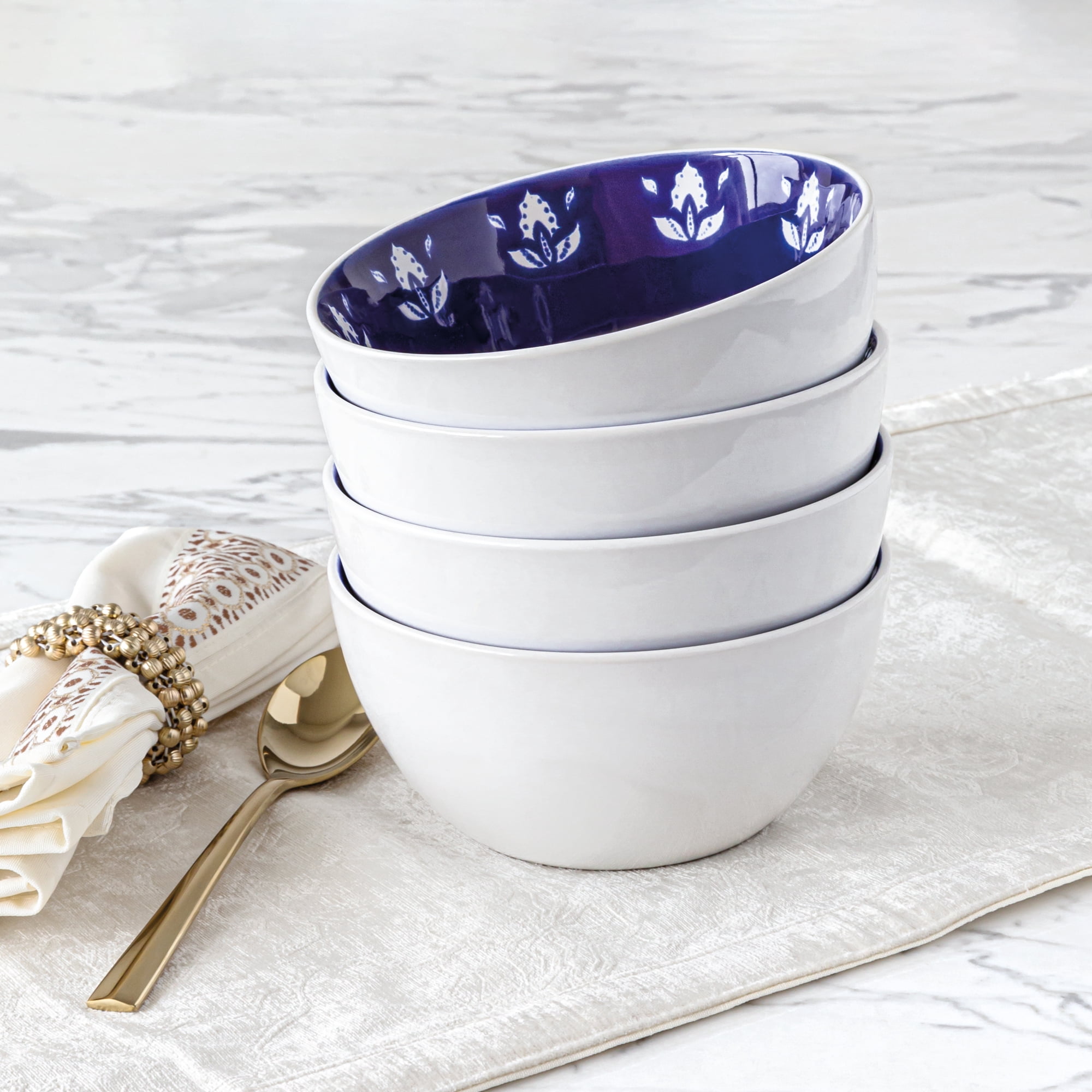 Sofia Home 4 Pack Indigo Stoneware Round Bowls by Sofia Vergara