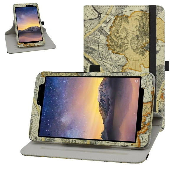 Labanema MOXEE Tablet 8 inch（mt-t800）Case, 360 Degree Rotary Stand MOXEE Tablet 8 inch（mt-t800）Cover, Anti Scratch Waterproof Protective Case for MOXEE Tablet 8 inch（mt-t800）(Map White)