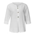 thumbnail image 4 of Plus Size Womens Clothes Kelon 3/4 Length Sleeve Womens Tops V Neck Linen Cotton Vacation Clothes Cruise Outfits Business Casual Blouses 2026 Summer Tops, L, 4 of 8