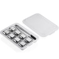 thumbnail image 1 of Stainless Steel Ice Cube For Freezer, Reusable Ice Cube For Whiskey, Metal Ice Cubes With Head Tongs And Storage Box Sets (Size : 8 Cubes), 1 of 5