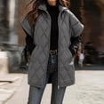 thumbnail image 2 of Edvintorg Vest for Women Plus Size Stand Collar Puffer Waistcoat Solid Color Zip up Long Quilted Outerwear with Pocket Womens Fashion Gray S-3XL, 2 of 7