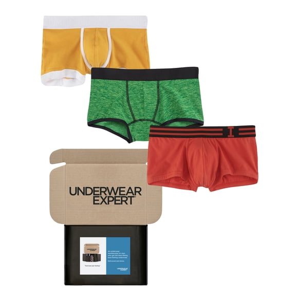 Underwear Expert Men's Trunks Curated Mystery Box, 3 Pairs