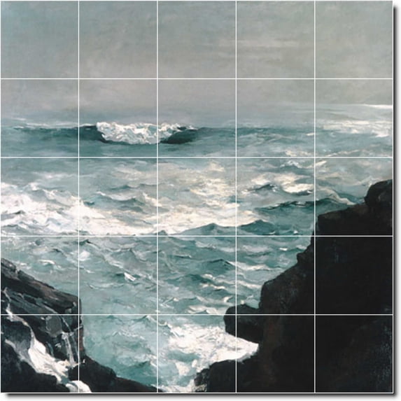 Ceramic Tile Mural-Winslow Homer Waterfront Painting 452. 40" w x 40" h using (25) 8 x 8 ceramic tiles