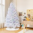 thumbnail image 1 of Gymax 8 FT White Artificial Christmas Tree Hinged Unlit Iridescent Xmas Tree, 1 of 10