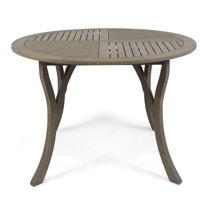 GDF Studio Briar Outdoor Acacia Wood Circular Dining Table Gray, 4 Person