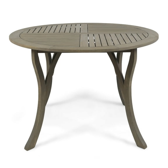 GDF Studio Briar Outdoor Acacia Wood Circular Dining Table Gray, 4 Person