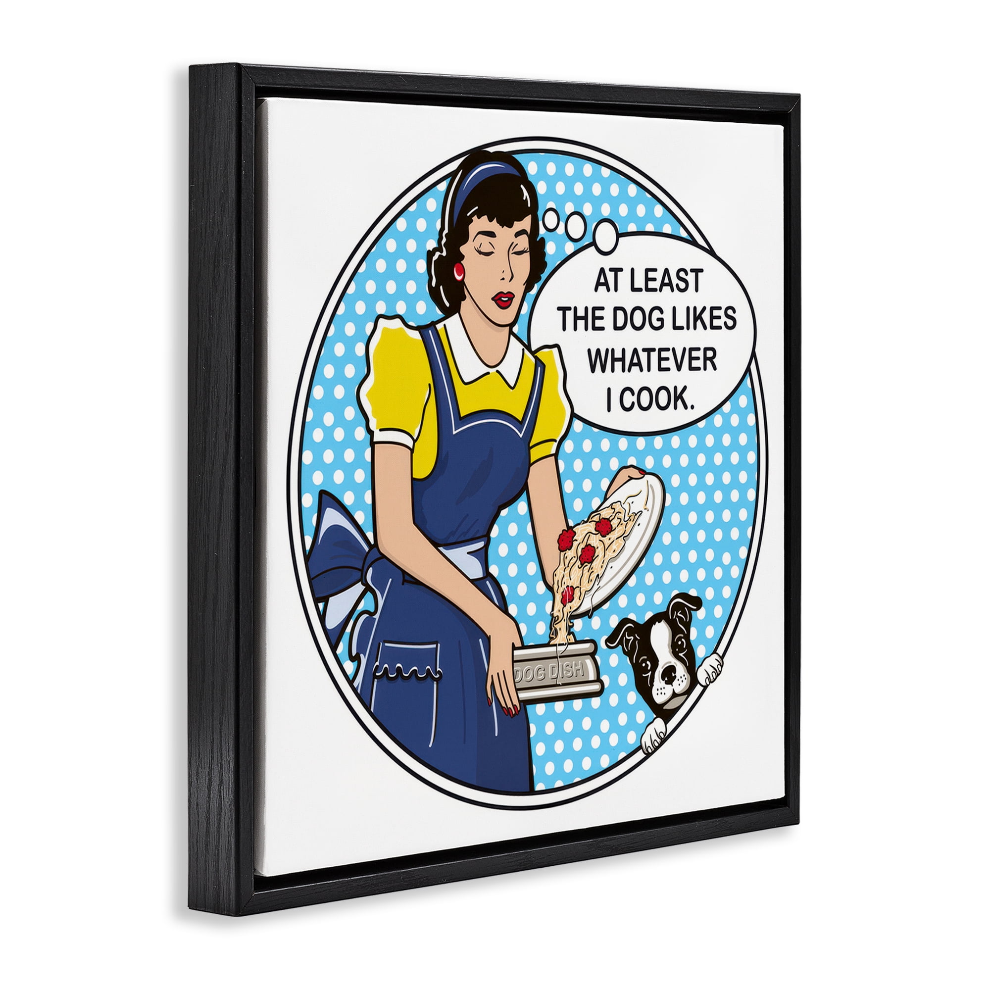 Stupell Industries Funny Vintage Dog Phrase Animals Painting Black Floater Framed Canvas Art Print Wall Art, 25 x 25
