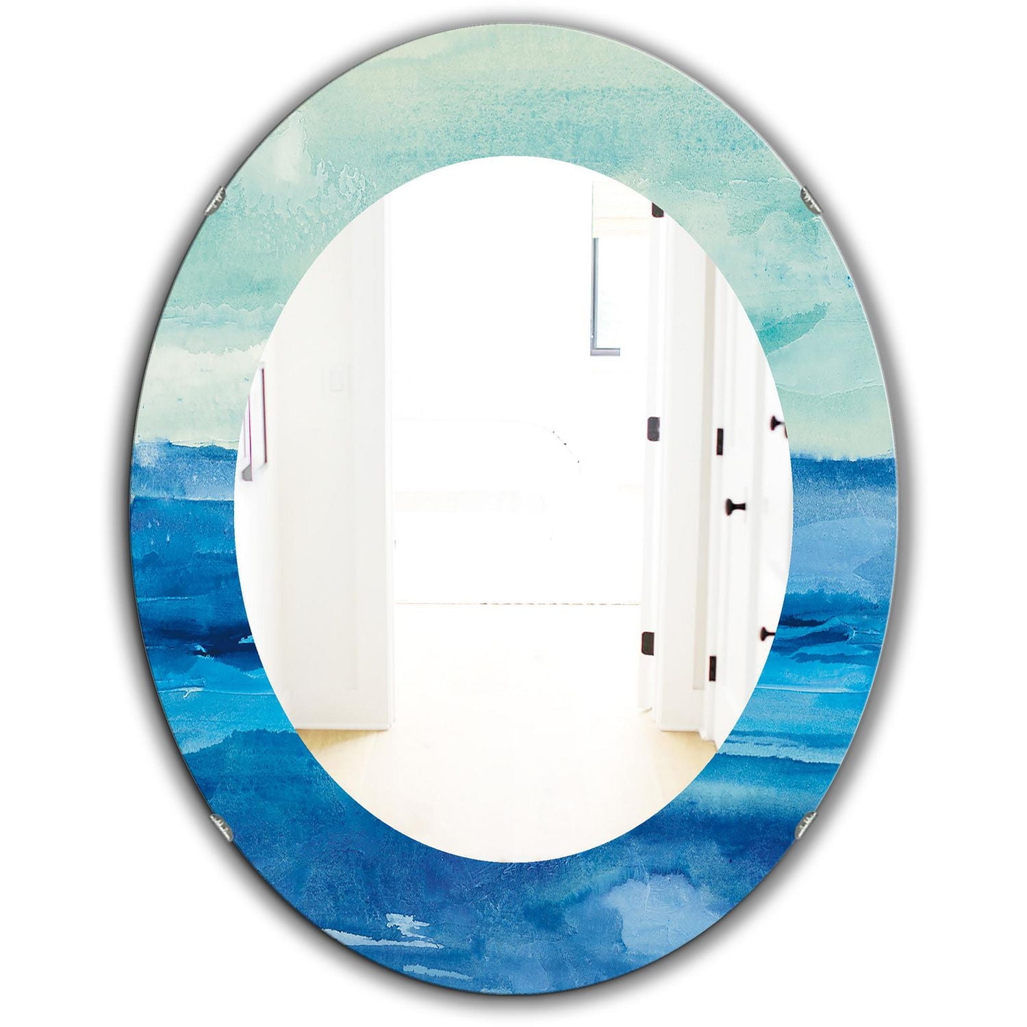 Designart 'Out To Sea' Traditional Mirror - Oval or Round Wall Mirror - 24x36