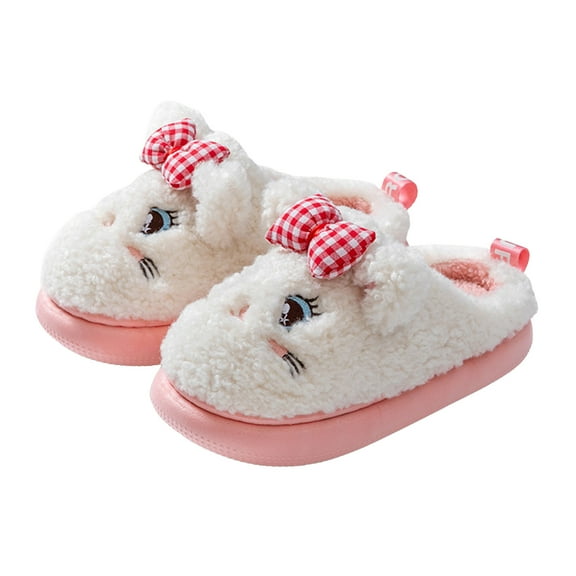 Cute Animal Slippers for Kids Fuzzy House Slippers Soft Warm Anti-Skid Memory Foam Slip on Shoes