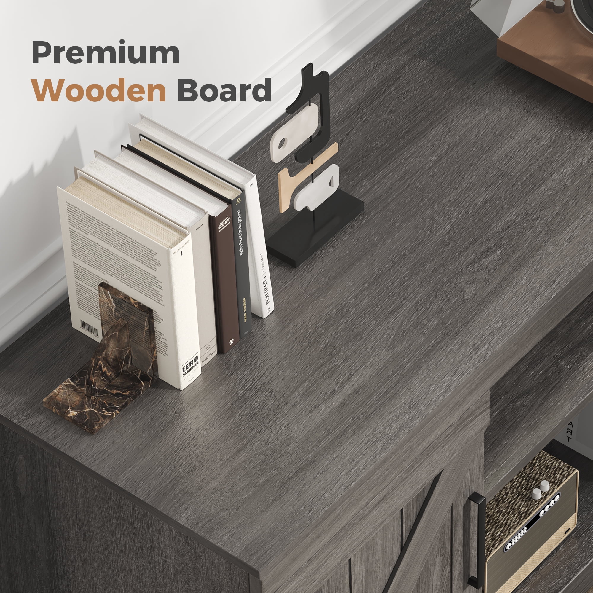 IULULU 58" Modern Farmhouse TV Stand for TVs up to 65", Natural Grey