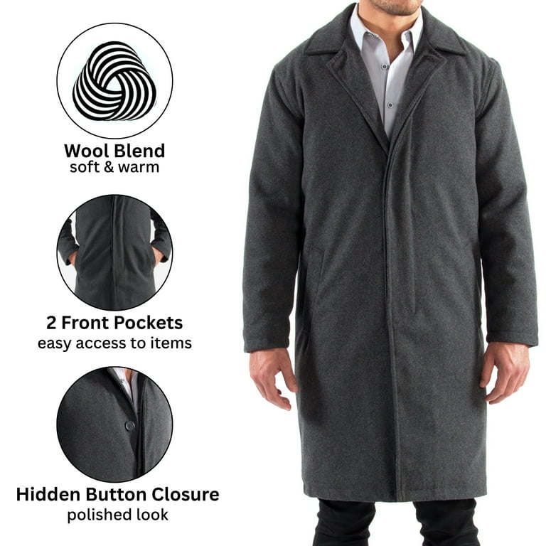 Alpine Swiss Mens Zach Knee Length Jacket Top Coat Trench Wool