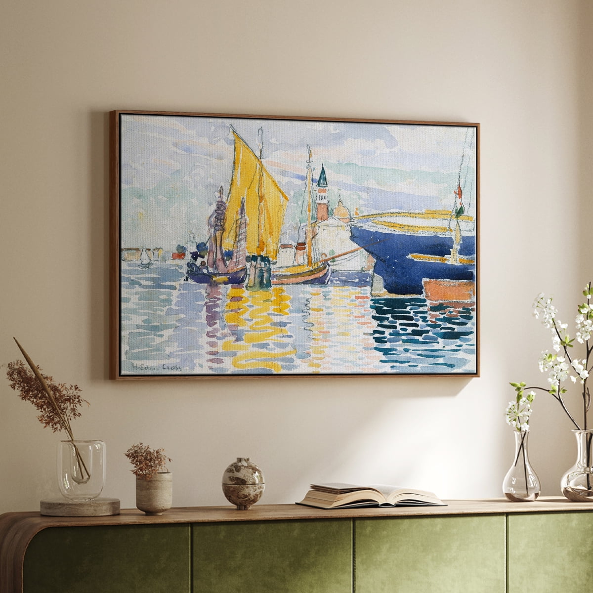 Vintage Landscape-CXL By Wexford Home Framed in Walnut Wood Gallery Wrapped Canvas 27 in. x 41 in.