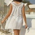 thumbnail image 5 of LYEAA Vacation Dresses for Women Beach Plus Size V Neck Sleeveless Flowy Crochet Elegant Midi Dresses Solid Casual Dressy Loose Cut Out Pullover Dresses Comfort Dresses White XL, 5 of 6