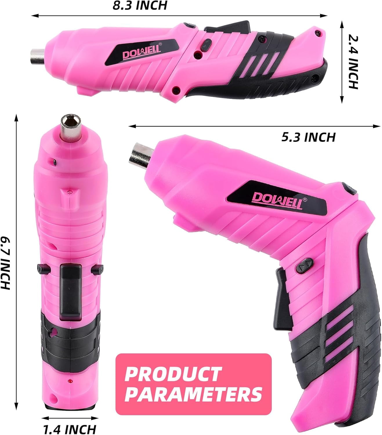 DOWELL Power Electric Cordless Screwdriver Set Rechargeable 3.6V Power Screwdriver Kit Tools for Women with 28pcs Accessories Pink