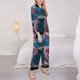thumbnail image 3 of Balery Blue Lipped Pit Viper And Three Pink Roses Conjunto de Pijama con Estampado para Mujer, Conjunto de Dos Piezas con Manga Larga, Ropa de Dormir Suave con Bolsillos, Pijamas Cómodos-Medium, 3 of 7