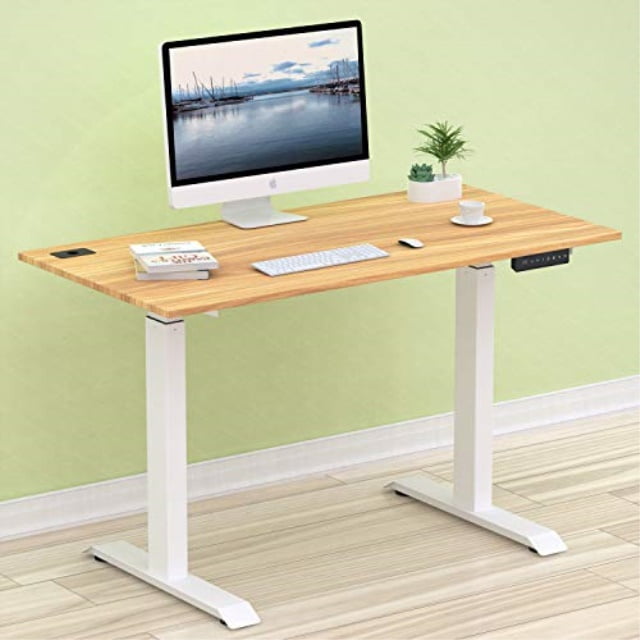 shw electric height adjustable computer desk, 48 x 24 inches, light