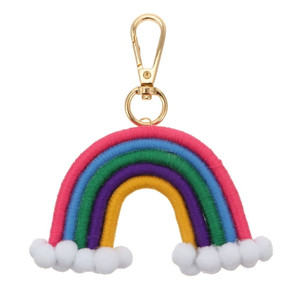 Rainbow Keychain Key Pendant Keychains Macrame Pom Charm Woven Favors Party Tassel Ring Weaving Rope Ornament Hanging